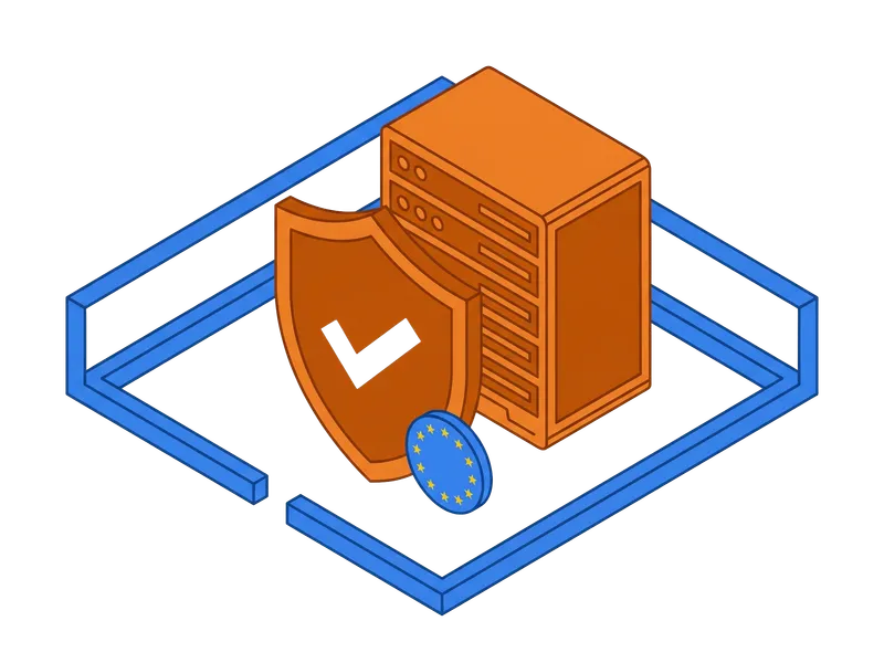 Schildpictogram voor gegevensprivacy en EU-gegevenssoevereiniteit