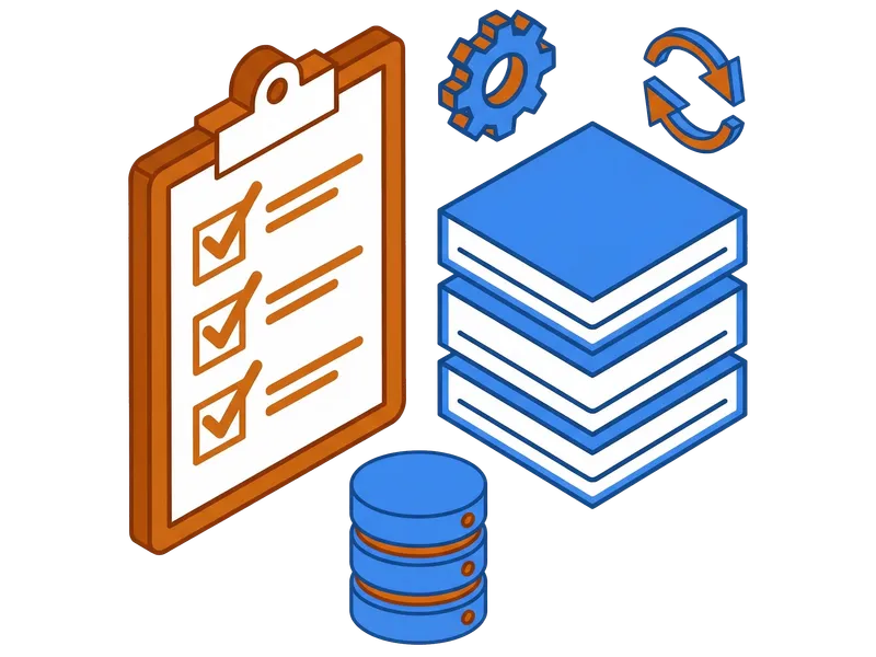 Illustration of backup checklist with layered data protection strategy