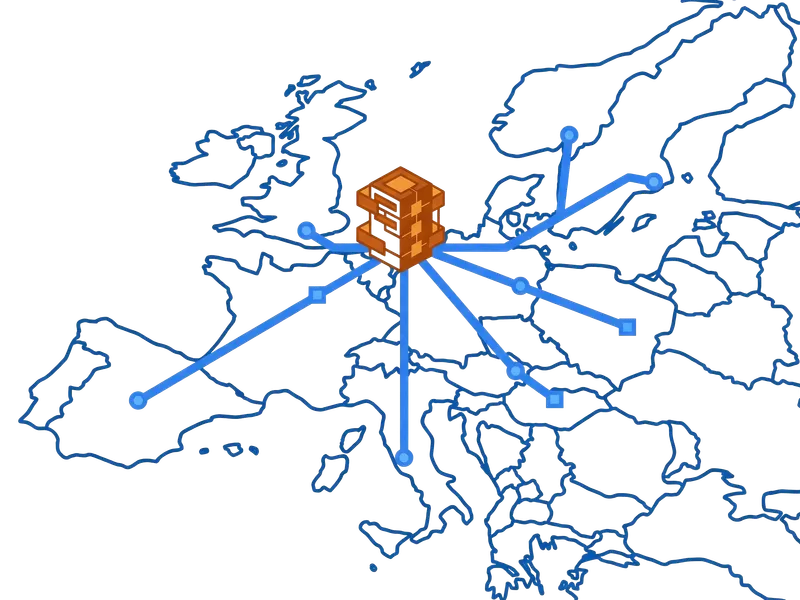 Amsterdams datacenter met Europese netwerkconnectiviteitskaart