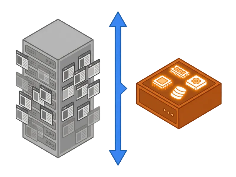 Illustration mit dedizierten VPS-Ressourcen im Vergleich zu Shared Hosting