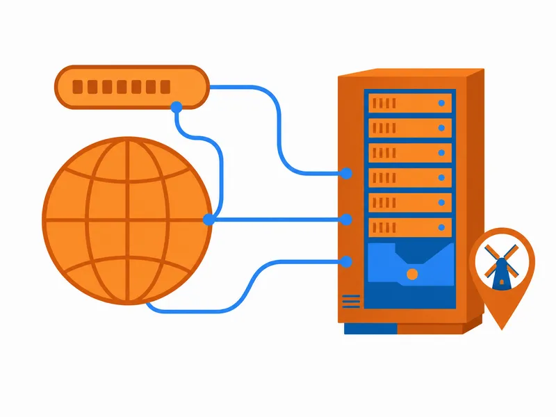 QDE-domein verbonden met een server gehost in Amsterdam