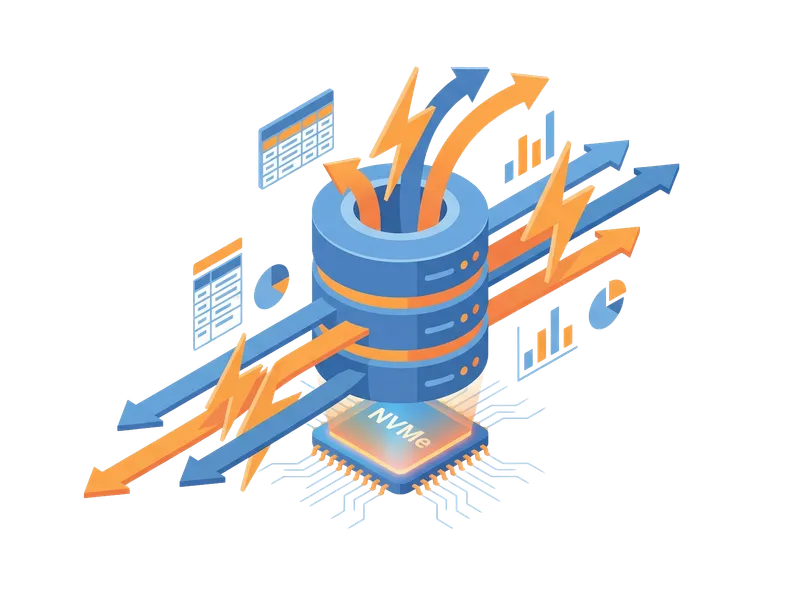 Database hosting met NVMe-opslag en dedicated resources