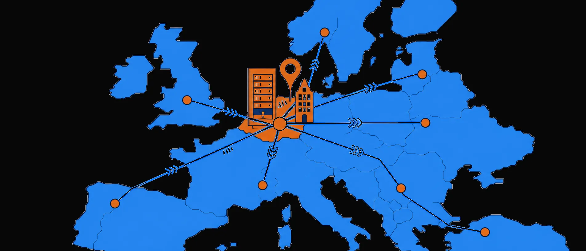 Amsterdamer Rechenzentrum und Netzwerkkarte