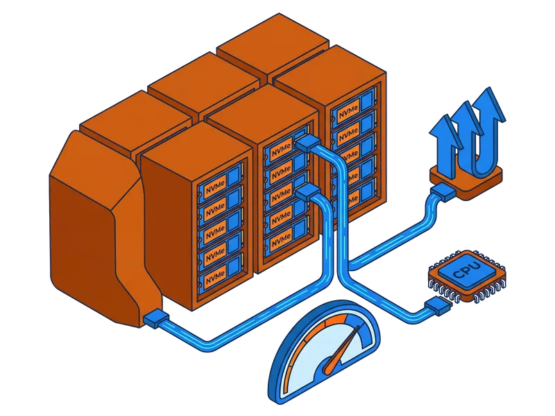 Krachtige serverhardware met NVMe-opslag en snel netwerk